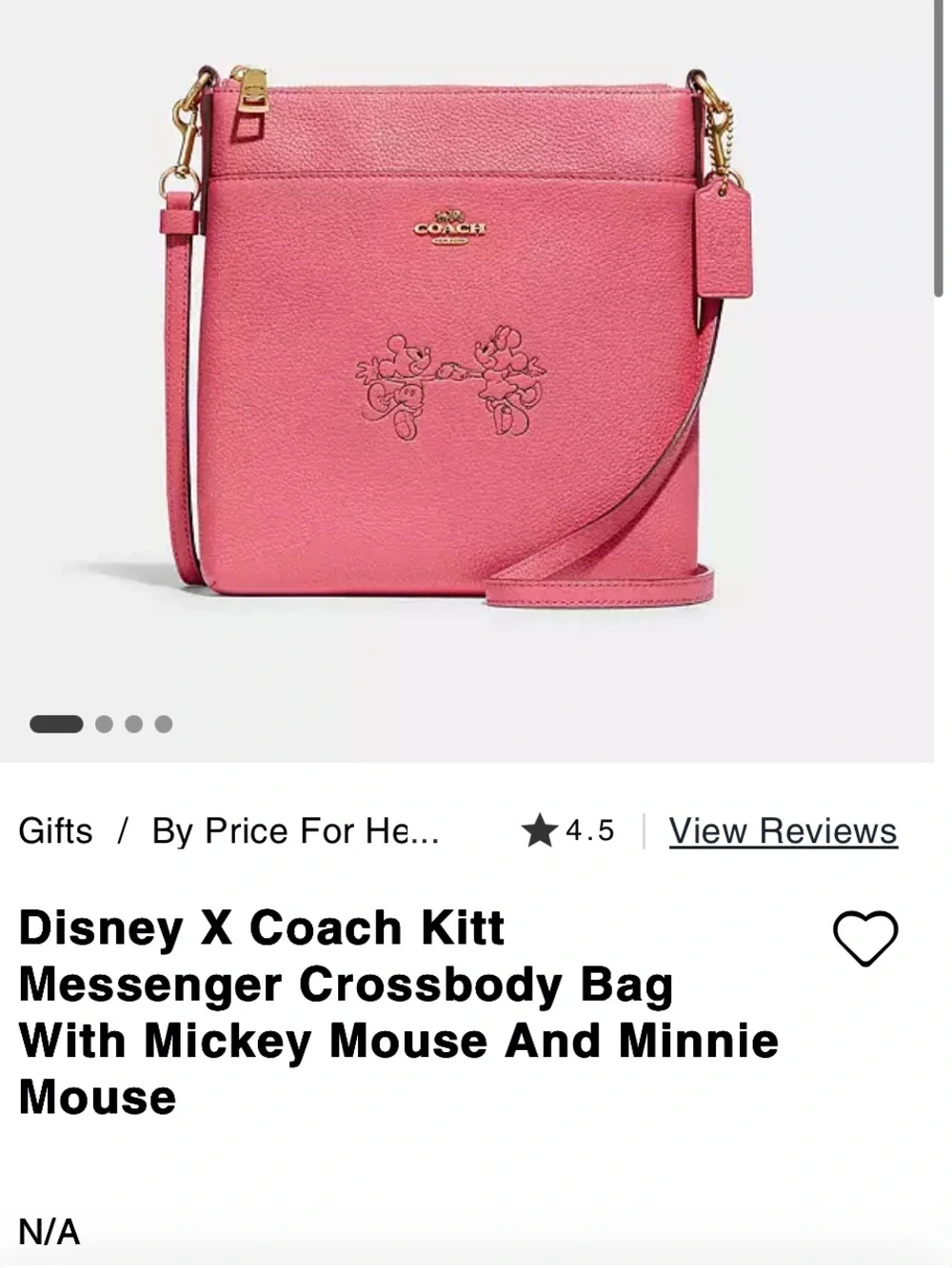 Coach Pink Mickey and Minnie  Leather Crossbody Bag and matching wallet.  New.